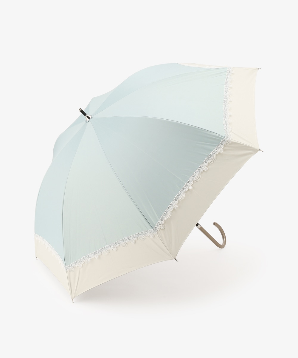 日傘（折りたたみ・長傘・晴雨兼用） バイカラーレース晴雨兼用長傘 日傘