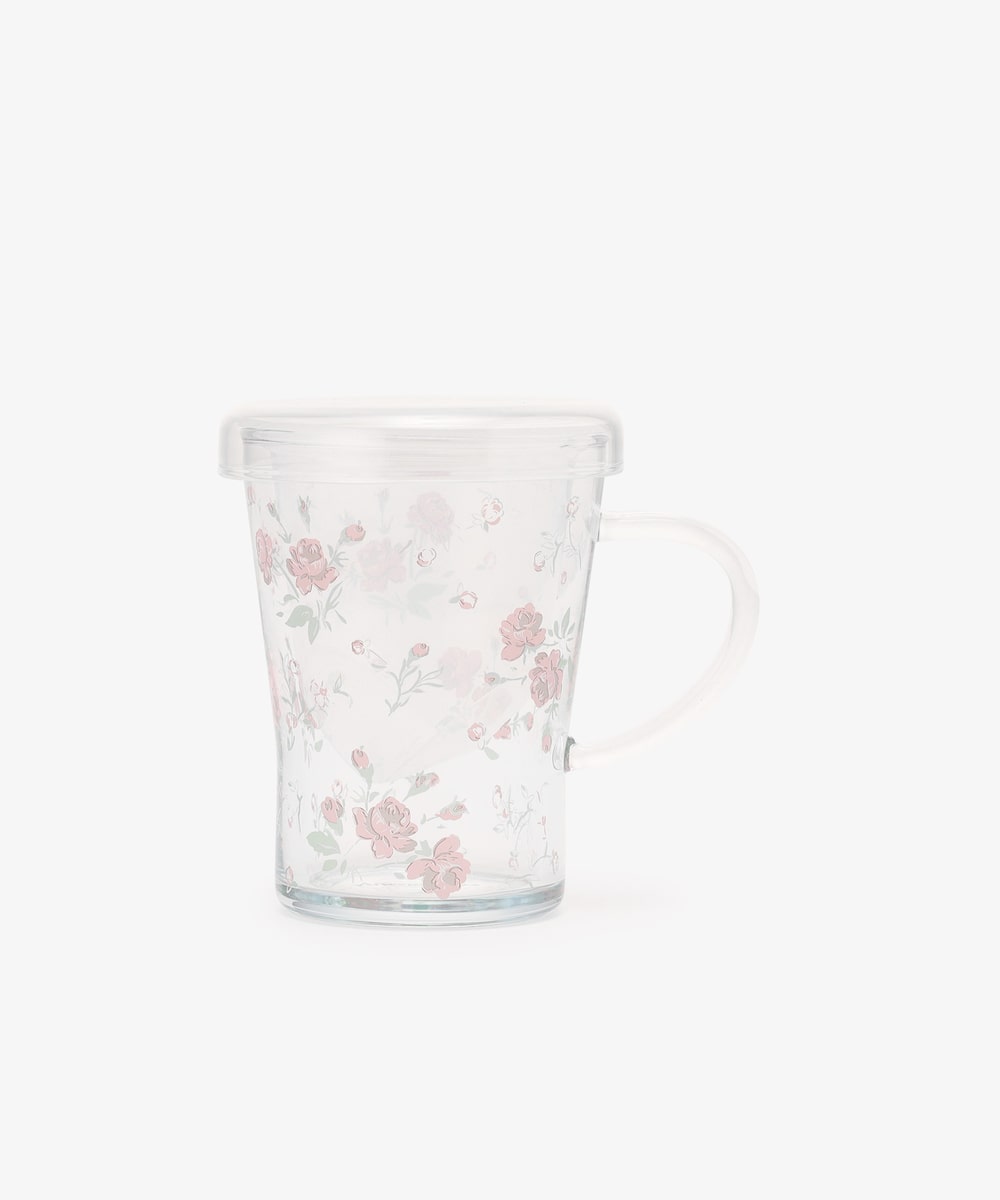 マグカップ・カップ＆ソーサー フラワー柄茶漉し付き耐熱マグカップ