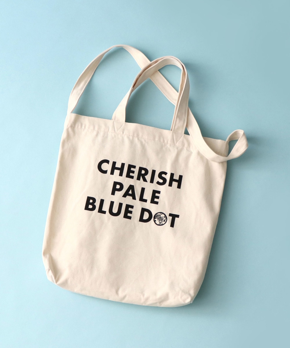 トートバッグ CHERISH PALE BLUE DOT/サブキャンバスオーガニックショルダーバッグ