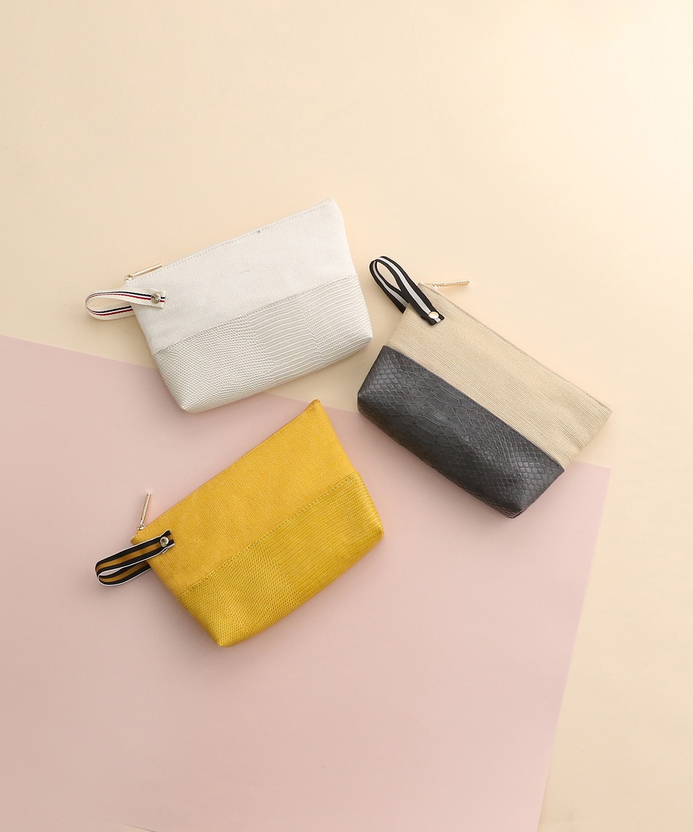 異素材ミックス舟形ポーチ ポーチ アフタヌーンティー公式通販サイト