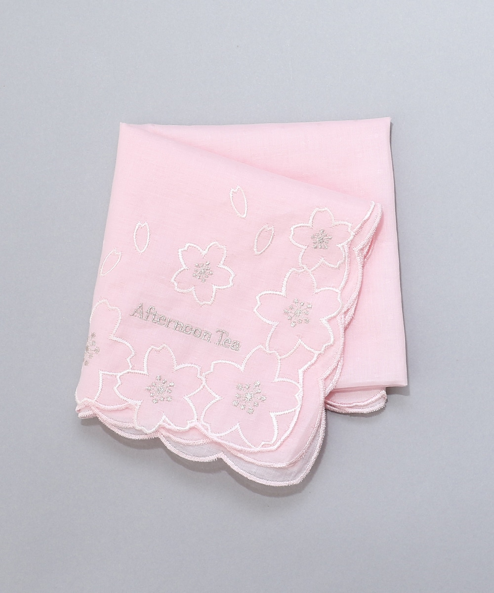 桜刺繍ハンカチ タオル アフタヌーンティー リビング公式通販サイト