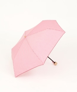 シェル刺繍ストライプ折りたたみ傘 日傘