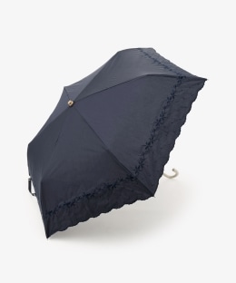 ヘムフラワー刺繍晴雨兼用折りたたみ傘 日傘