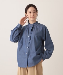 シャンブレーフリルシャツ