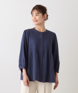 リネンレーヨンピンタックブラウス