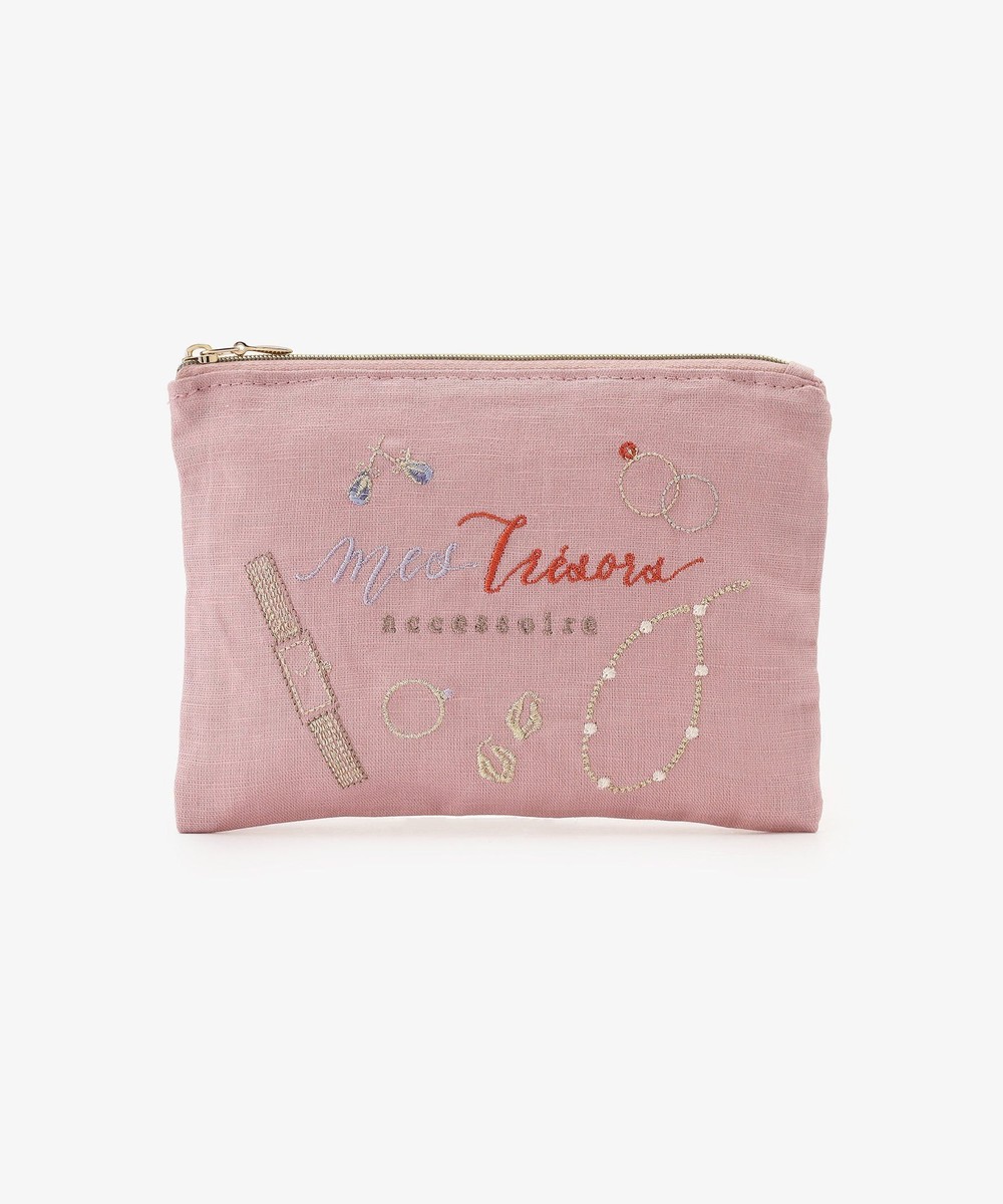 ポーチ・ティッシュポーチ・巾着 刺繍フラットポーチS