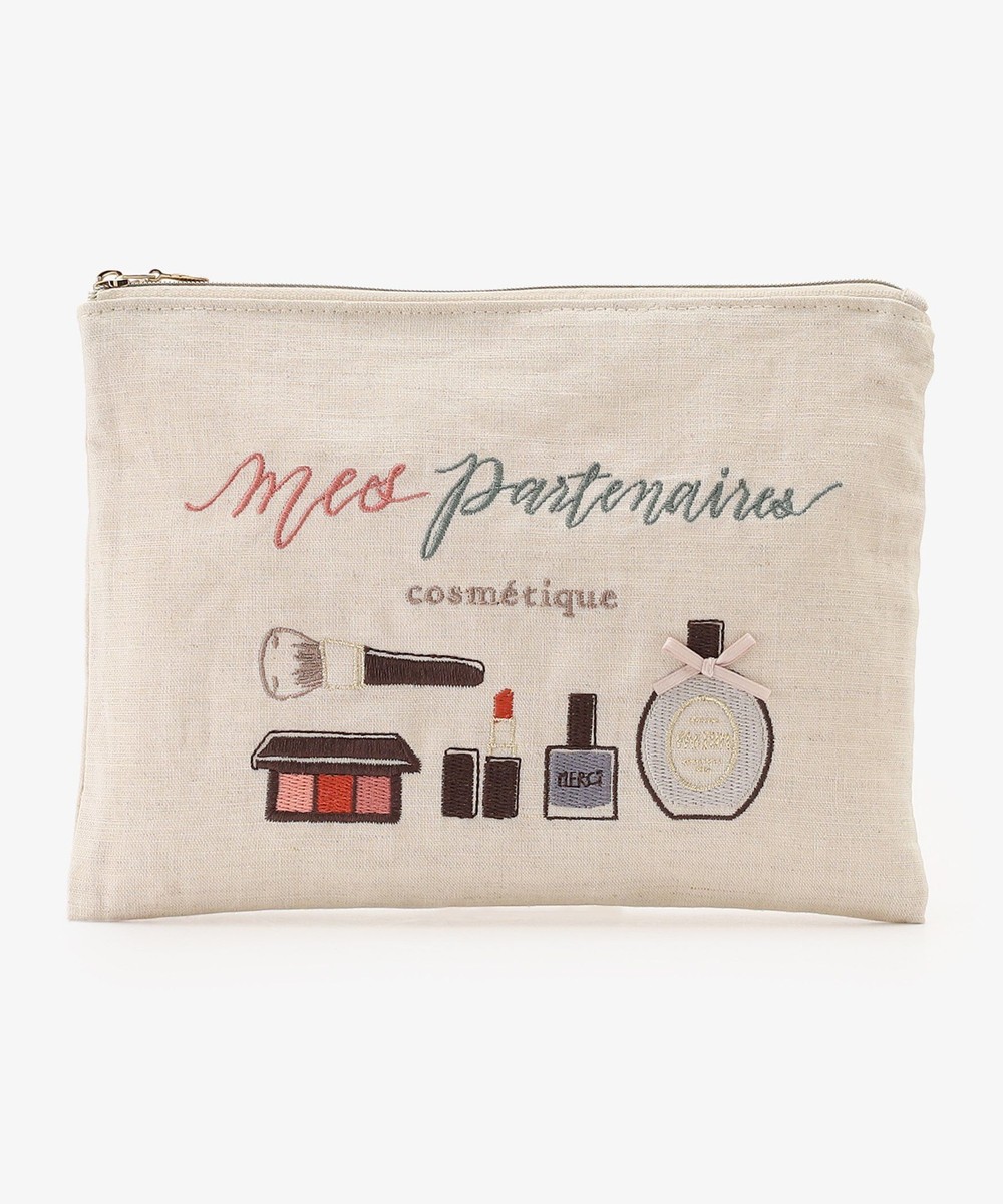 ポーチ・ティッシュポーチ・巾着 刺繍フラットポーチM