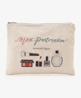 刺繍フラットポーチM