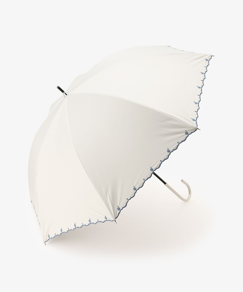 日傘（折りたたみ・長傘・晴雨兼用） スカラップフラワー刺繍晴雨兼用長傘 日傘