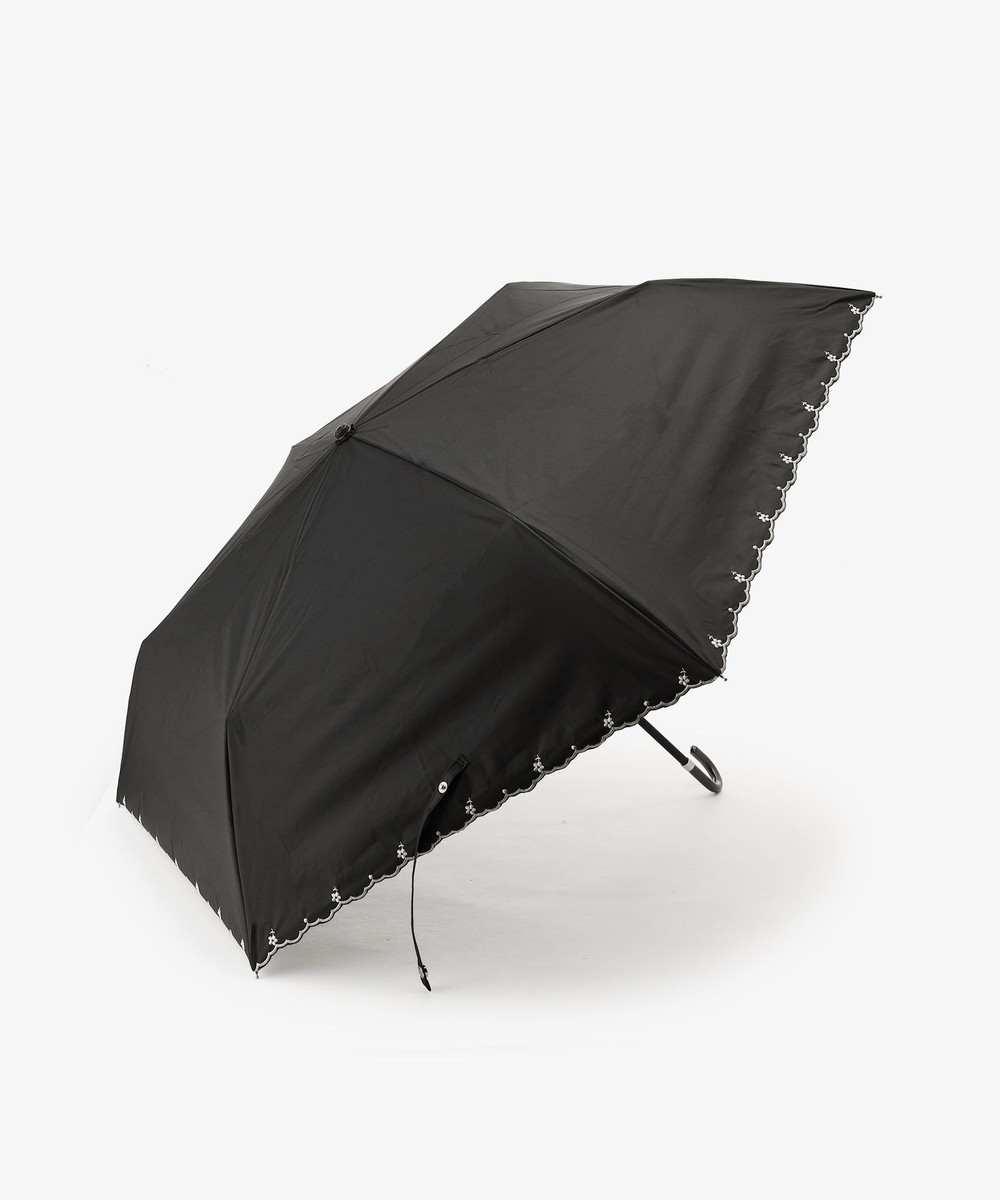スカラップフラワー刺繍晴雨兼用折りたたみ傘 日傘 | アフタヌーン 