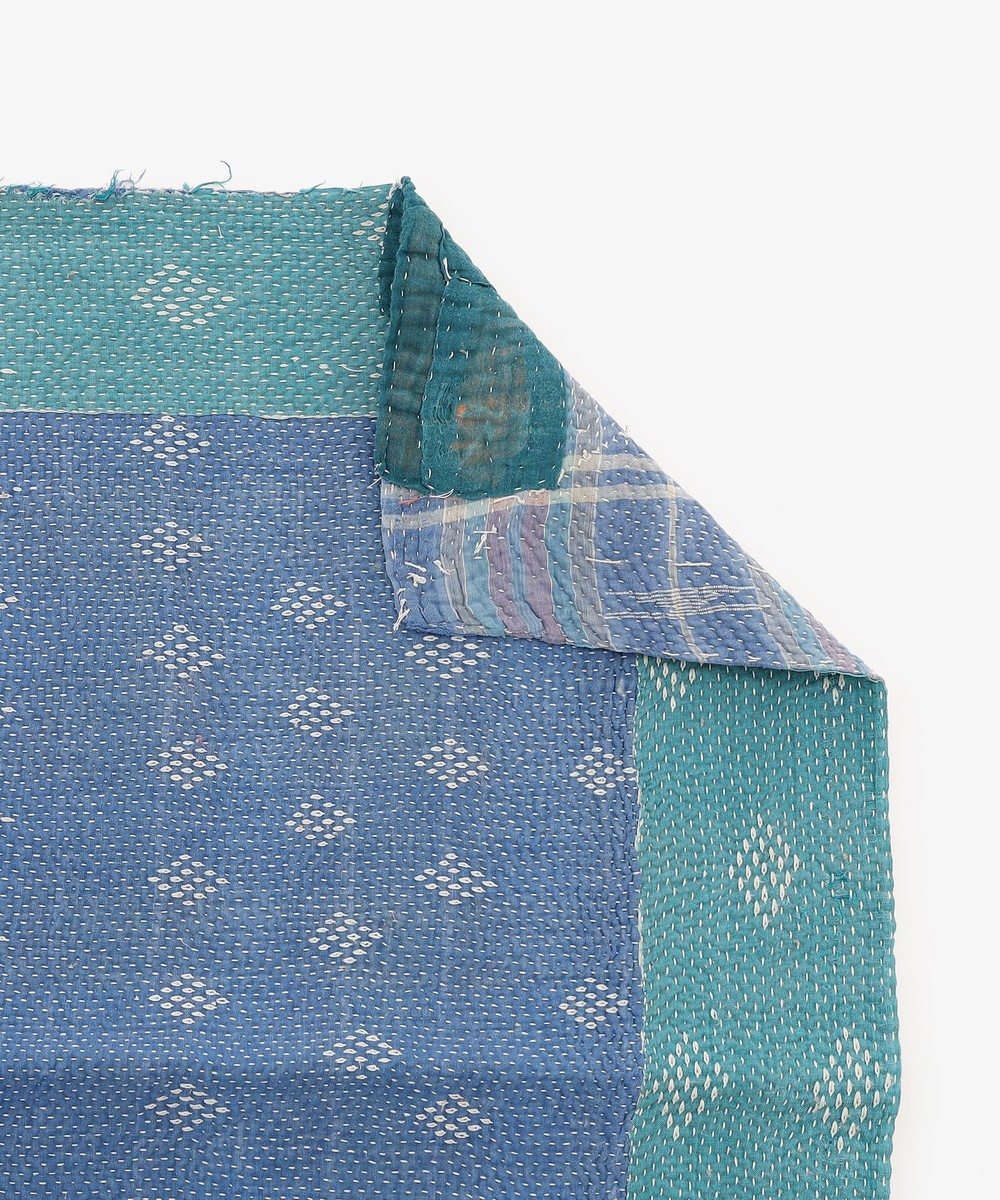 ヴィンテージ　カンタキルト Vintage kantha quilt retro off white & orange ビンテージ