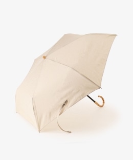 プレーンカラーバンブーハンドル晴雨兼用折りたたみ傘 日傘