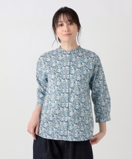 【WEB限定】バンドカラーブラウス/リバティプリント