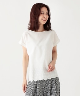 刺繍コンビフレンチスリーブプルオーバー