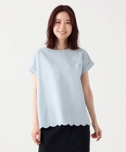 刺繍コンビフレンチスリーブプルオーバー