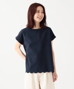 刺繍コンビフレンチスリーブプルオーバー