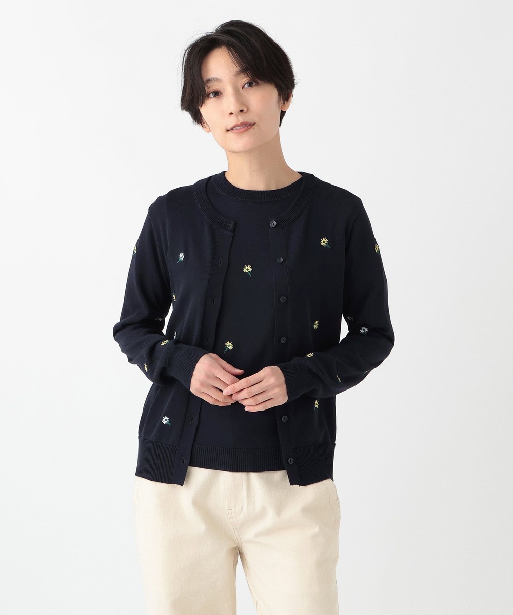 小花刺繍クルーネックカーディガン | アフタヌーンティー公式