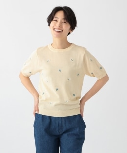 小花刺繍サマーニットプルオーバー