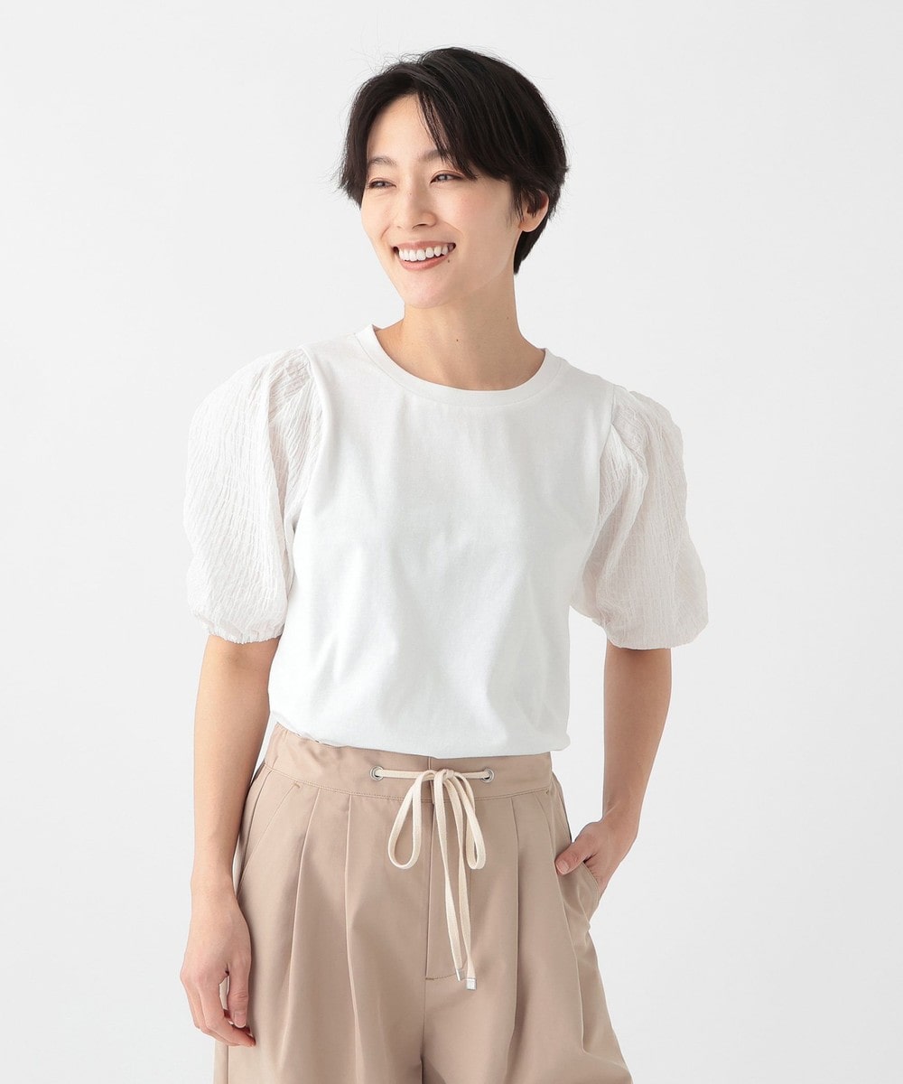 Tシャツ・カットソー パフスリーブコンビプルオーバー