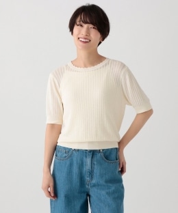 透かし編みフリルプルオーバー