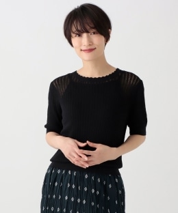 透かし編みフリルプルオーバー