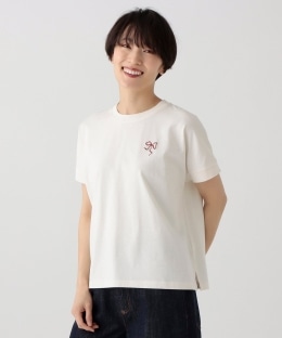 刺繍リボンフレンチTシャツ