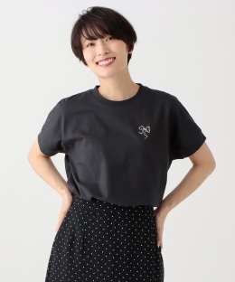 刺繍リボンフレンチTシャツ