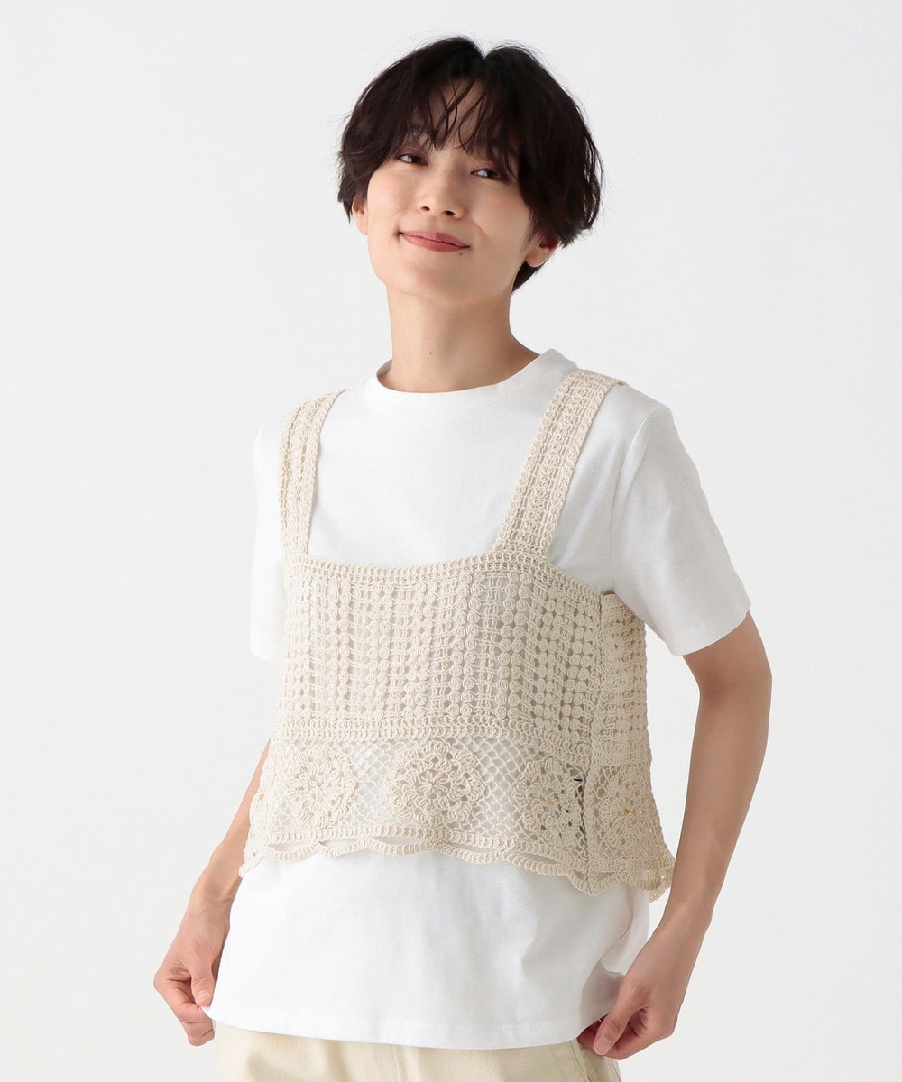 Tシャツ・カットソー クロシェ風ビスチェ&プルオーバーセット