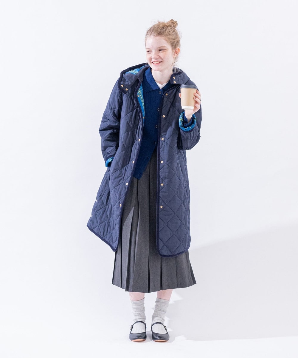 アウター タータンチェック柄フード付きキルトロングコート/Afternoon Tea Original Tartans