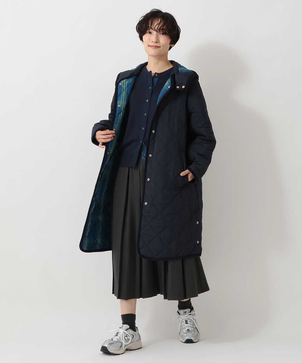 タータンチェック柄フード付きキルトロングコート/Afternoon Tea Original Tartan