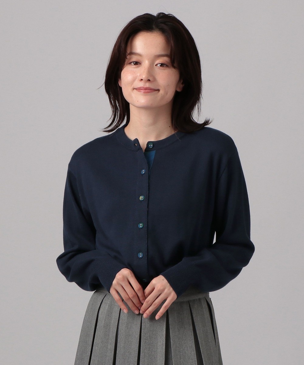 ニット タータンチェック柄くるみボタンカーディガン/Afternoon Tea Original Tartans