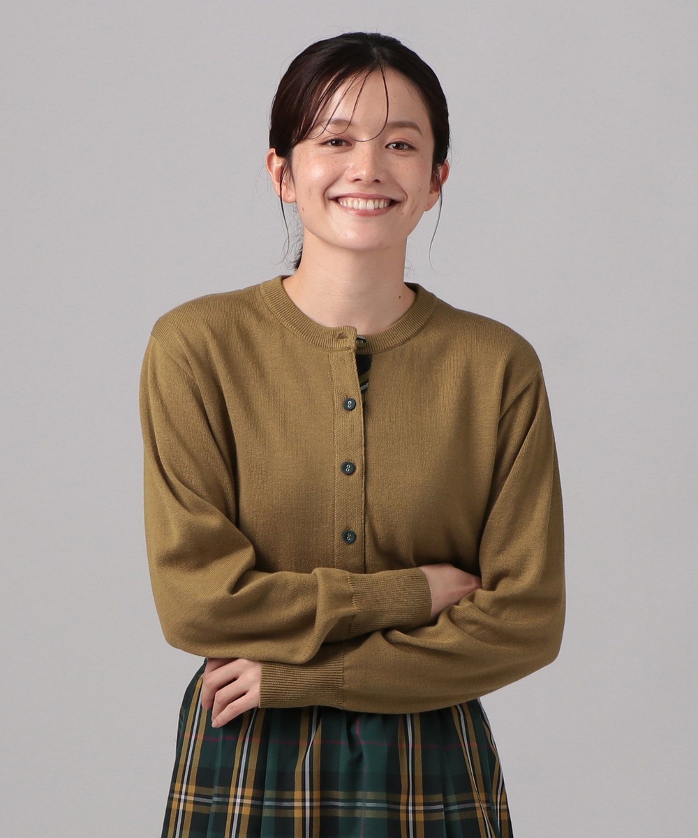 ニット タータンチェック柄くるみボタンカーディガン/Afternoon Tea Original Tartans