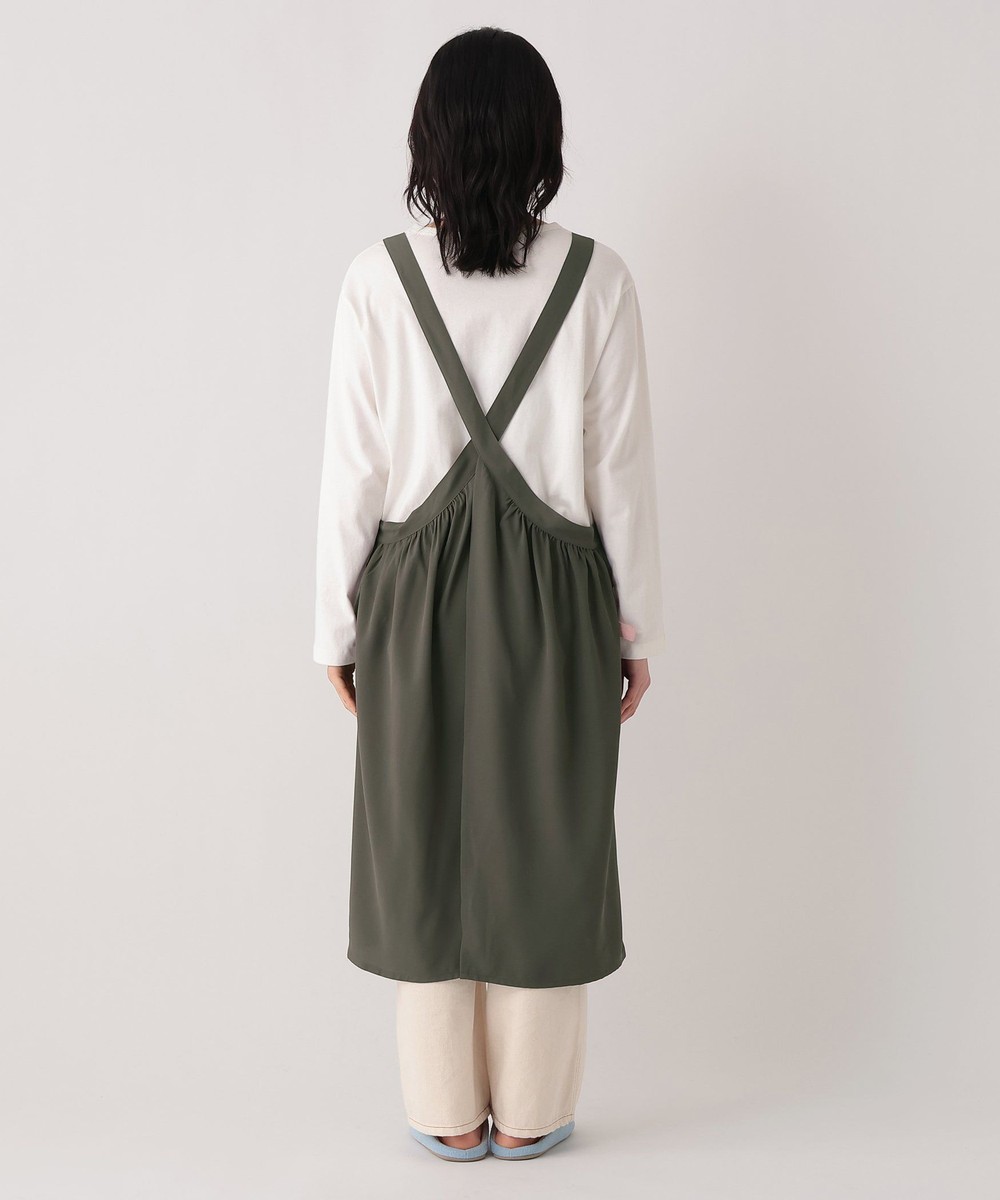 【５L~６L＊脇下たっぷりギャザー】HMエプロン　花柄カーキグレー系 5L~6L＊脇下たっぷりギャザー】HMエプロン 花柄カーキグレー系 楽天