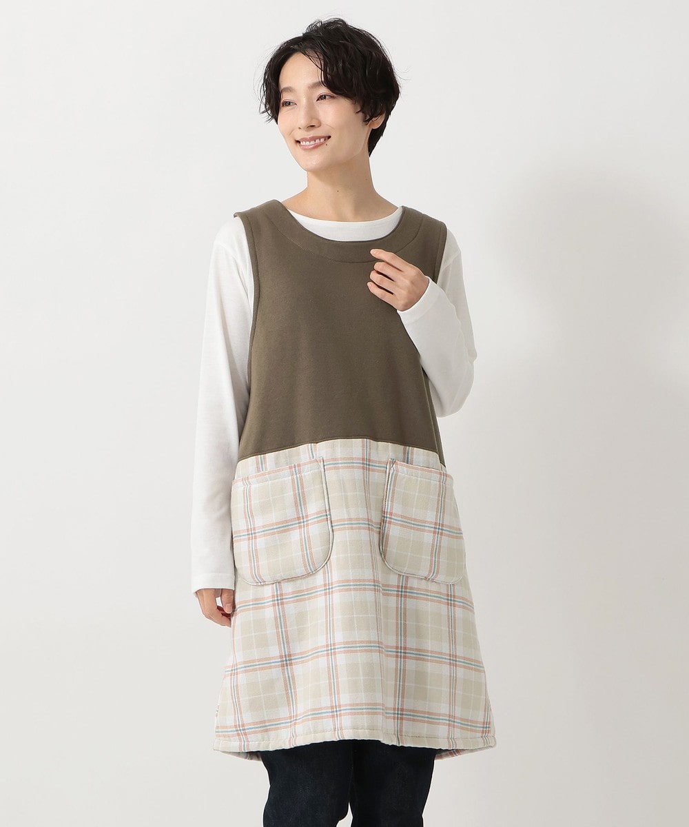 タータンチェック柄あったかチュニックエプロン/Afternoon Tea