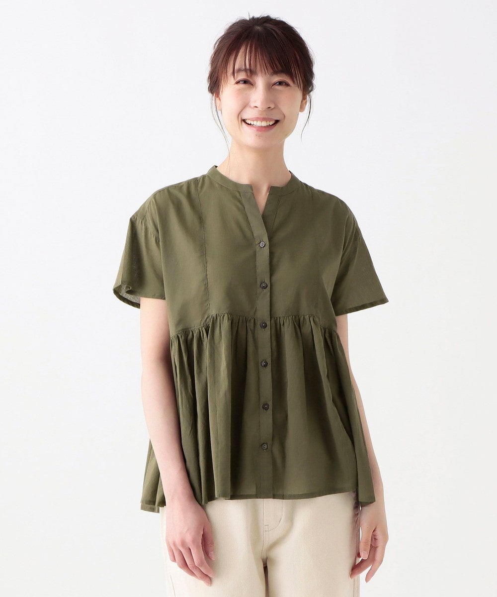 シャツ・ブラウス インド綿ボイル切替ブラウス