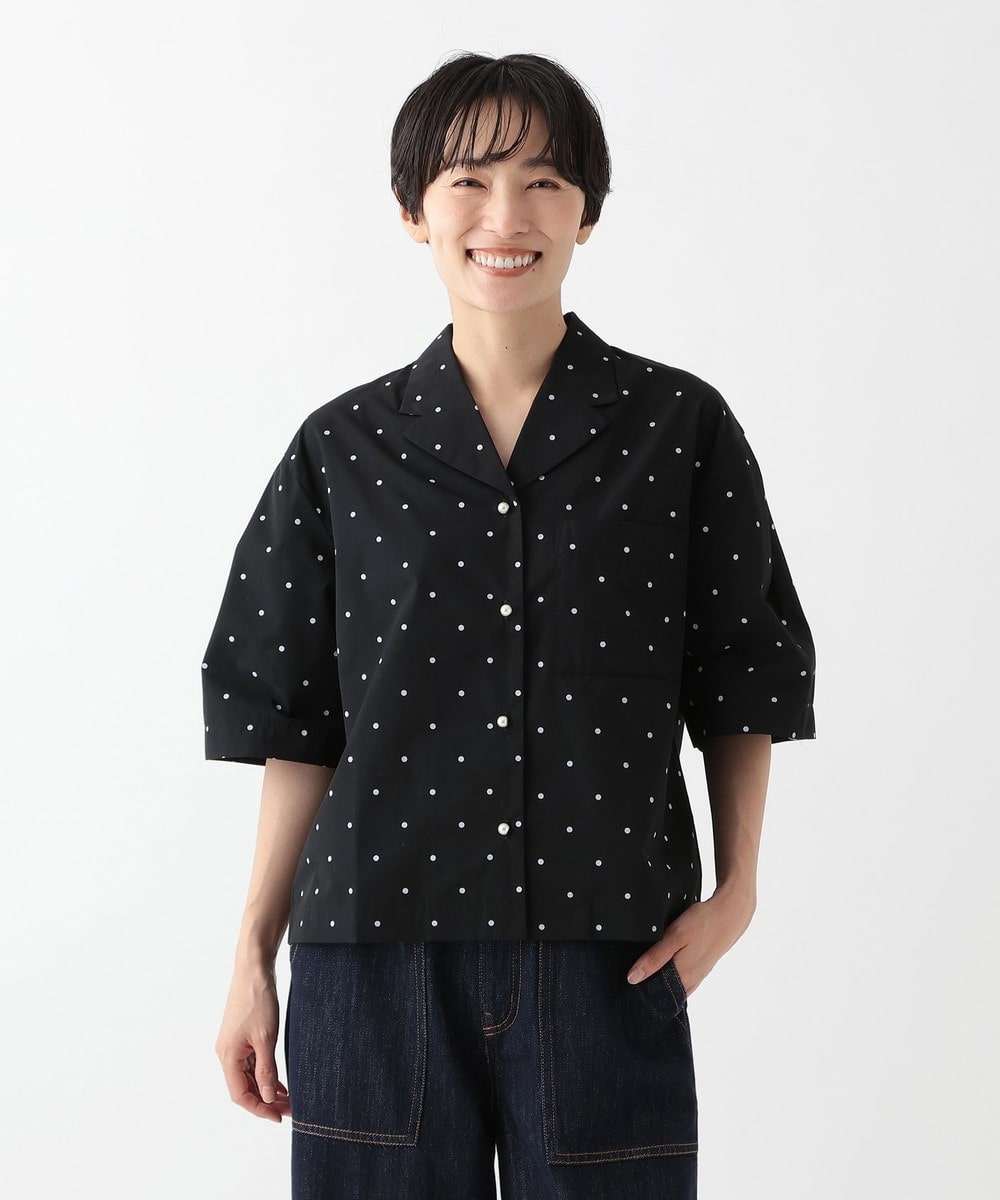 シャツ・ブラウス ドットオープンカラーシャツ