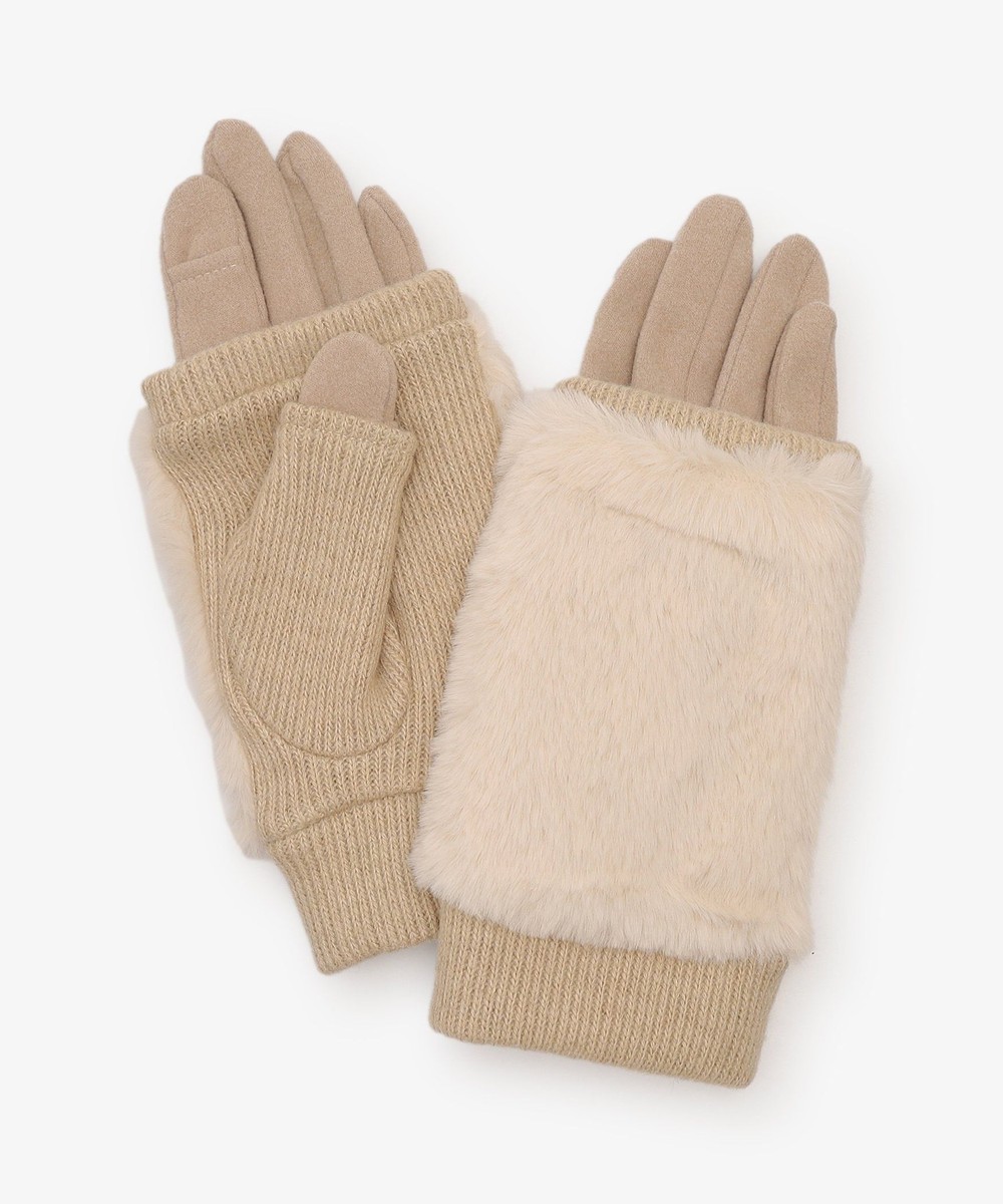 グローブ・手袋 3WAYフェイクファーグローブ