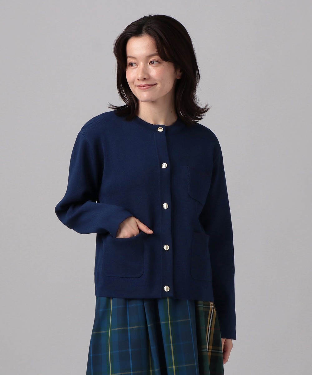 ニット レーヨン混クルーネックカーディガン