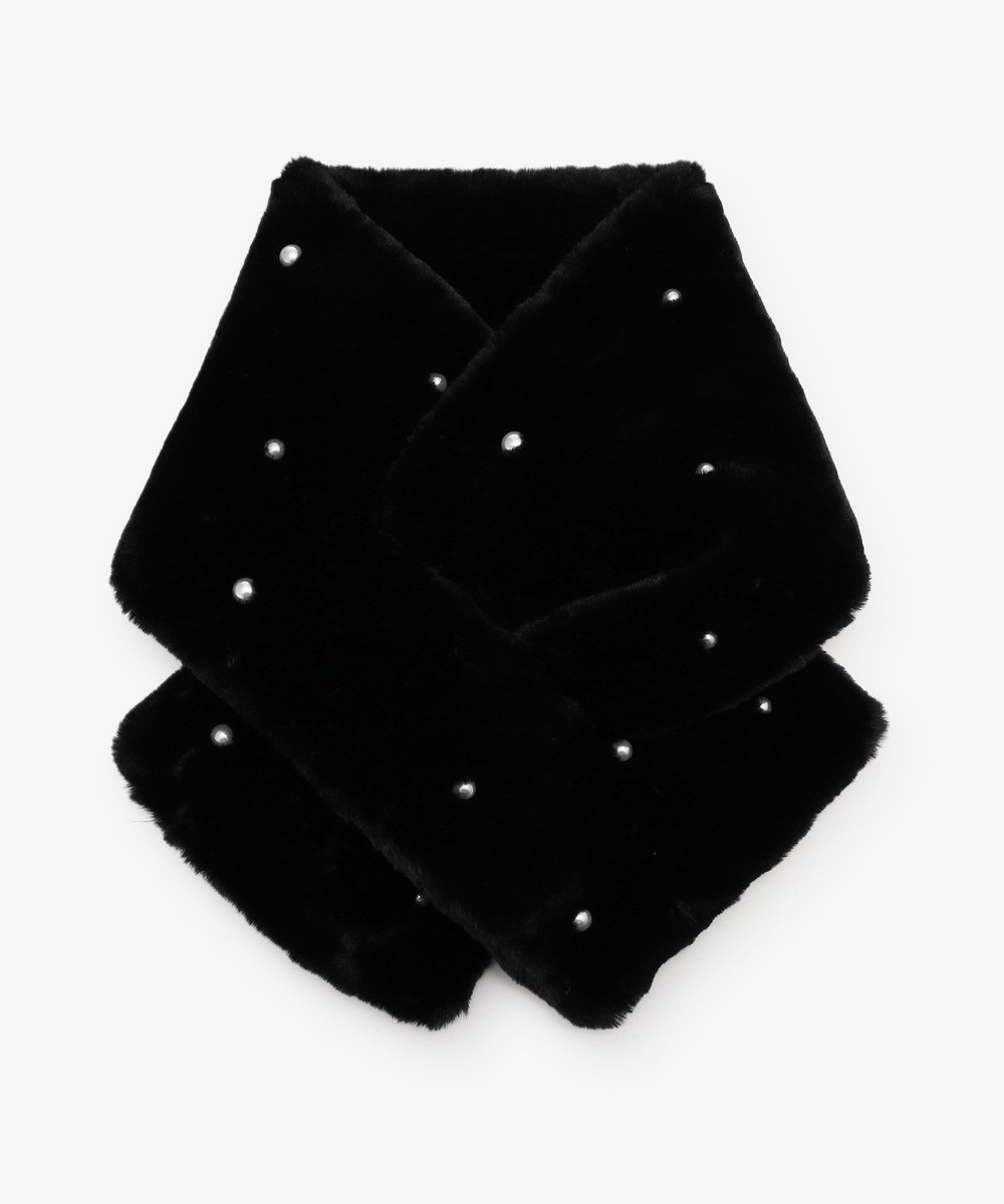 ストール・マフラー パール付きフェイクファーティペット