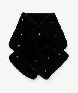 パール付きフェイクファーティペット