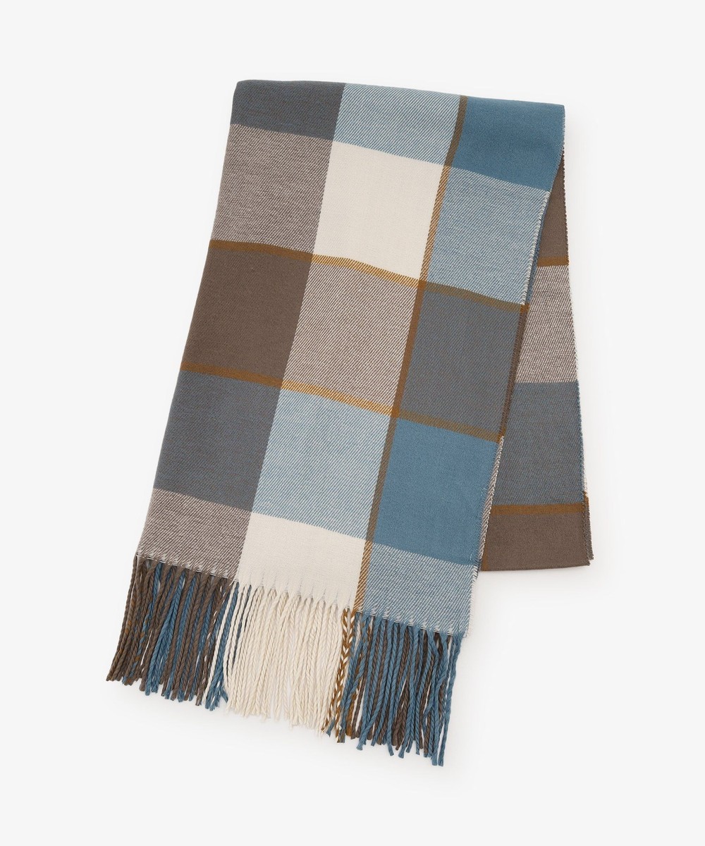 ストール・マフラー ブロックチェックストール