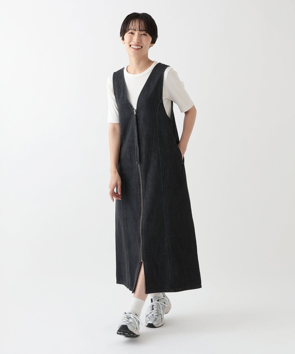 オーガビッツデニムフロントジップジャンパースカート