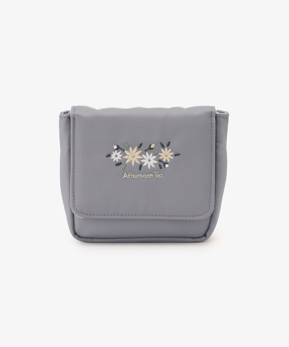 ポーチ・ティッシュポーチ・巾着 フラワー刺繍ミラー付きミニポーチ