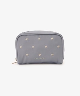 フラワー刺繍仕切り付きポーチ