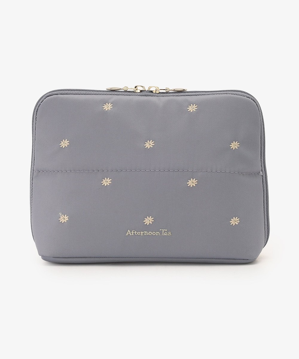 ポーチ・ティッシュポーチ・巾着 フラワー刺繍折りたたみポーチ