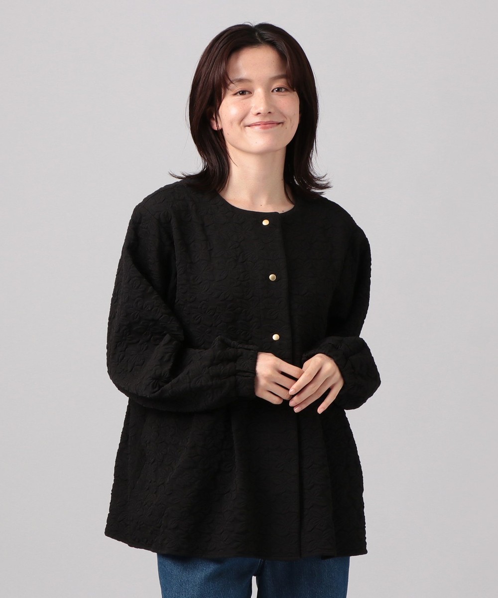 フクレフラワージャカードノーカラージャケット | アフタヌーンティー