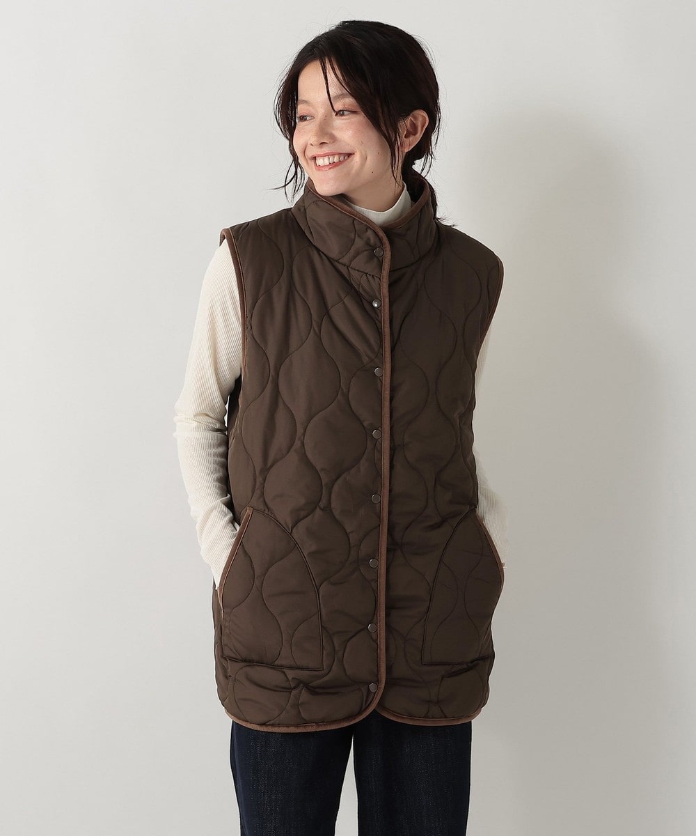 アウター リバーシブルタフタキルティングボアベスト