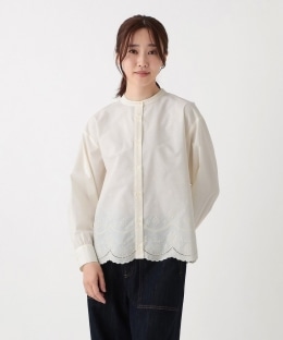 スカラップ刺繍ブロードブラウス