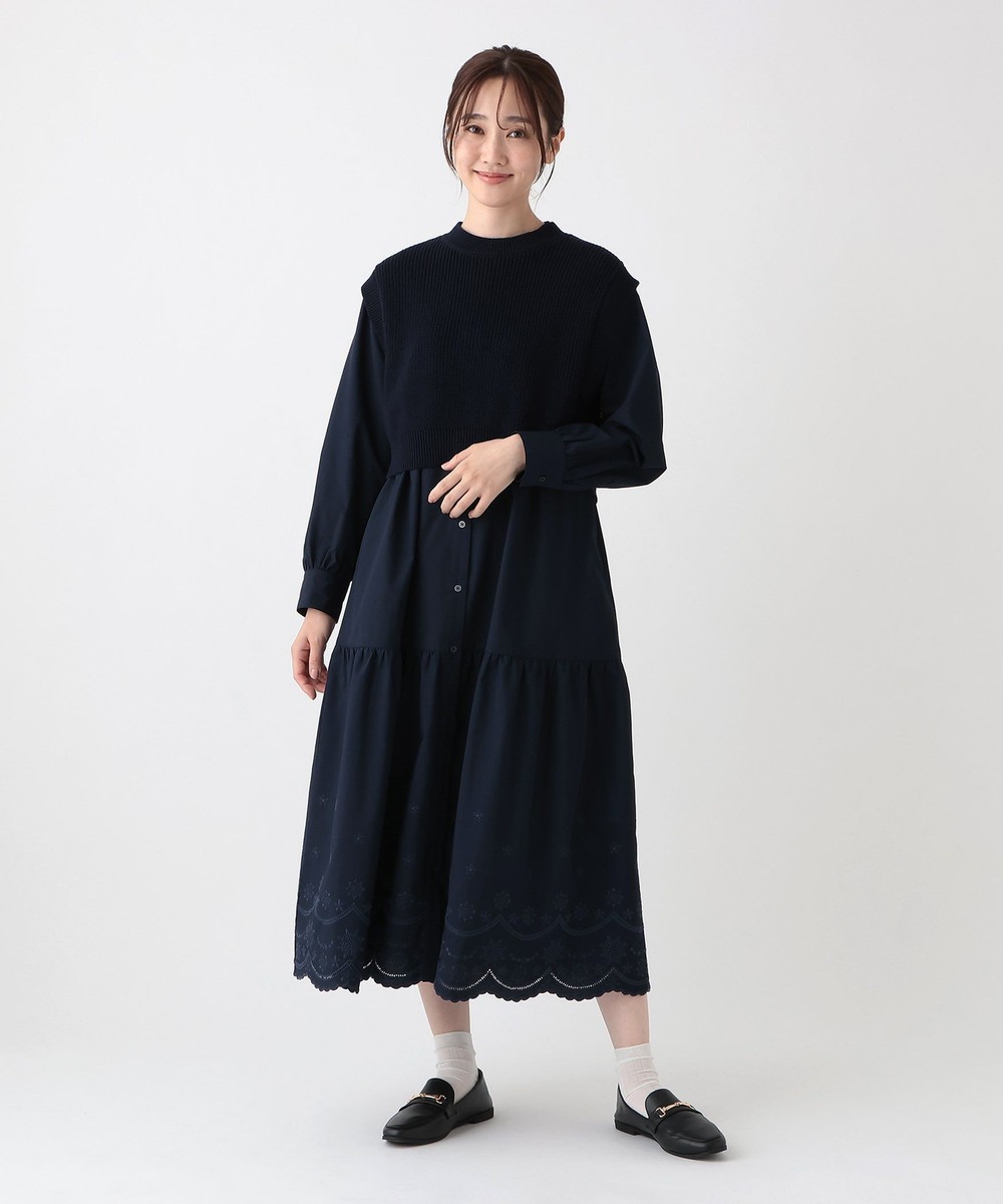 アナスイミニ  新品タグ付　L 135 布帛ワンピース&ニットベストセット アナスイミニ 新品タグ付 L 135 布帛ワンピース&ニットベスト