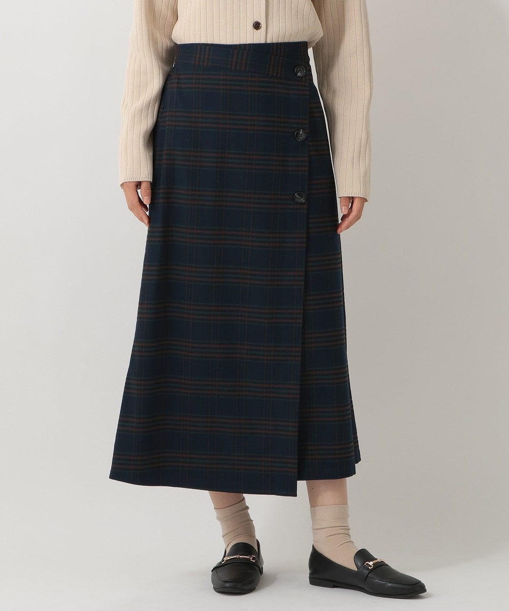 SACAIダークネイビー ボタン付きラップスカート SACAIダークネイビー ボタン付きラップスカート SACAIダークネイビー